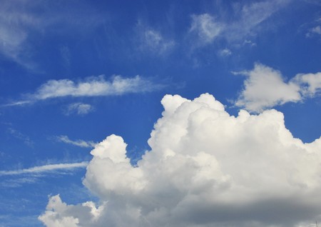 blue sky and bright clouds in the sunny day 