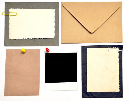 collection of various note papers on whiteの写真素材