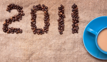 coffee with granules and new year 2011 の写真素材