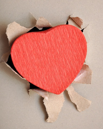 torn paper heartの写真素材