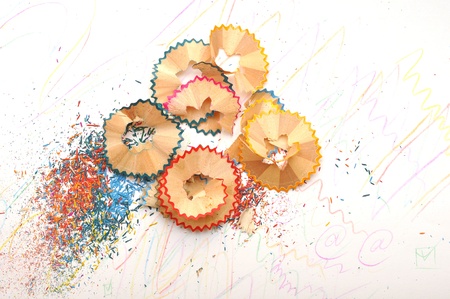 pencil shavings on white background