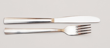 Close up of a knife and fork の写真素材