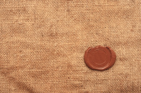 wax seal on sackcloth materialの写真素材