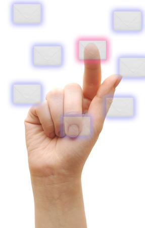 arm press on envelope isolated on whiteの写真素材