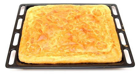 meat pie on white background