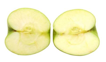 apple half on white backgroundの写真素材