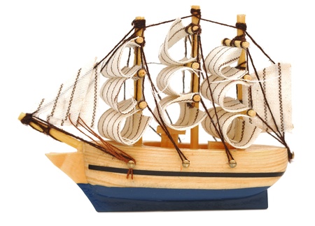 model classic boat on white background