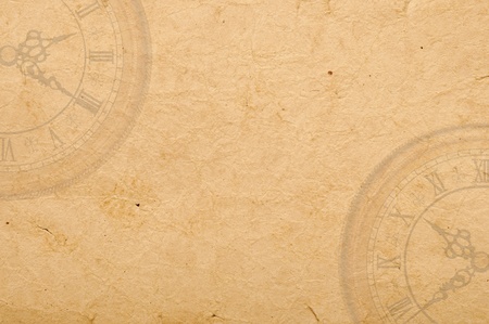 Antique looking clock face on old paperの写真素材