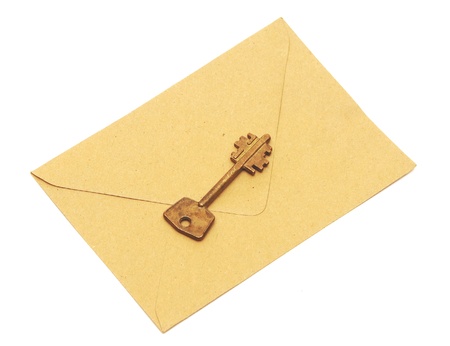An old type key on the envelope の写真素材