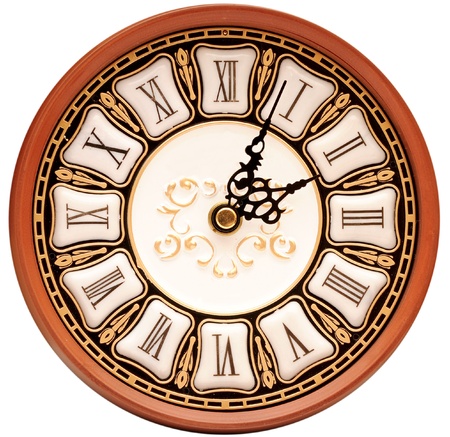 Time concept - vintage clock face on white