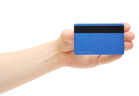empty credit card female hand holdingの写真素材