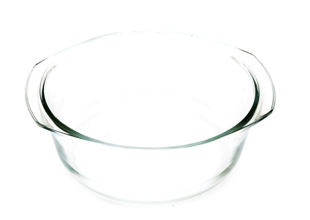 Empty clear salad bowl on whiteの写真素材