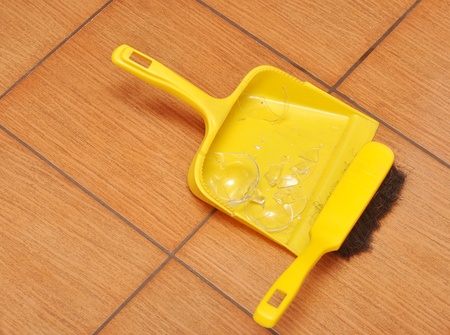 glass shards on the floorの写真素材