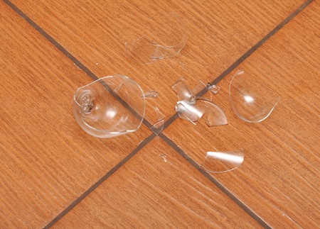 glass shards on the floorの写真素材