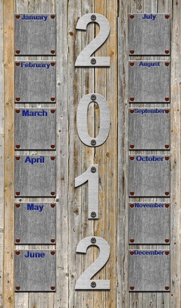 blank 2012 calendar over old wooden planks