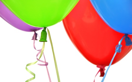 Flying balloons on white bacgroundの写真素材