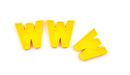 world wide web with plastic letters over white background の写真素材