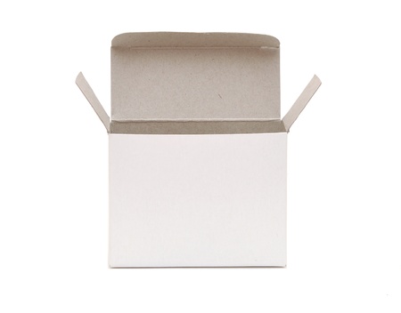 white cardboard box isolated on white background 