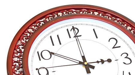 Antique looking clock face on white 