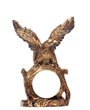 golden eagle statue on a white background. の写真素材