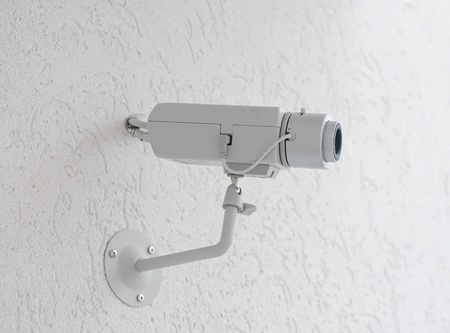 video camera security system on the wall. 