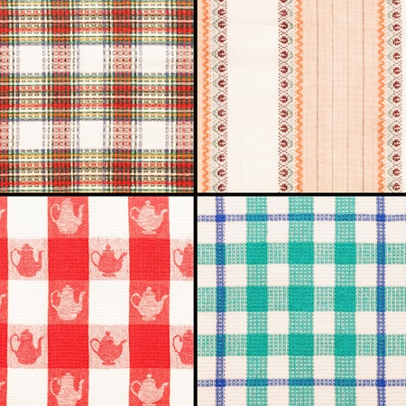 Set of different fabric texture on white background 