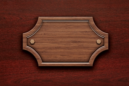 empty wooden sign on the wall of wood の写真素材