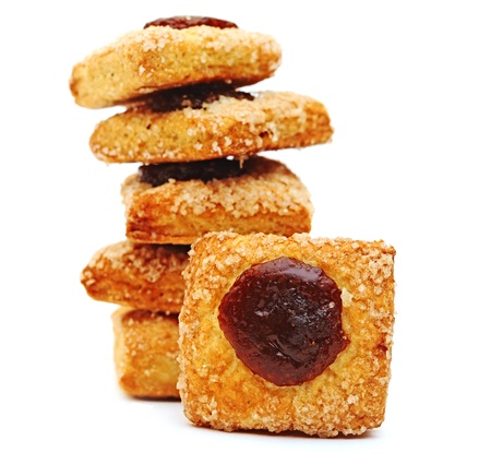 stack of cookies isolated on white backgroundの写真素材