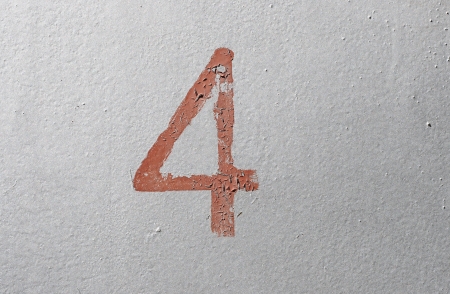 4 - old brown handwritten number over grunge silver backgroundの写真素材