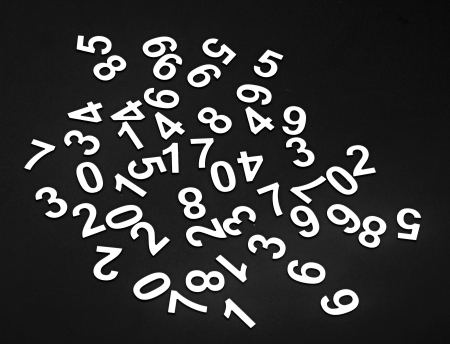 random numbers on black backgroundの写真素材