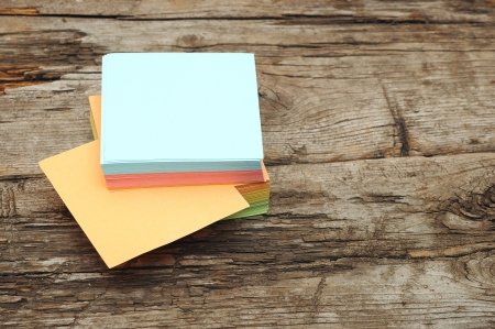 block of stickers on a desk の写真素材