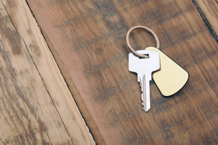 silver key with blank tag の写真素材