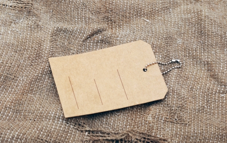 old sack burlap background texture and price tag の写真素材