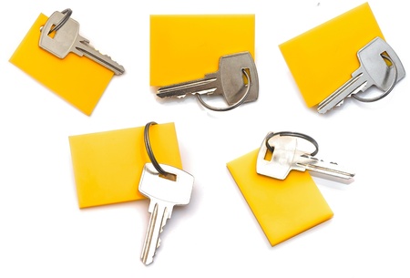 collection keys with a blank tag on a white backgroundの写真素材