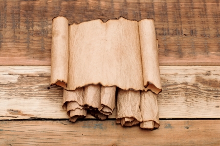 blank old sheet paper on pile scrollsの写真素材