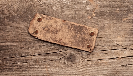 Information old wood signboard on wooden background. With copy space の写真素材