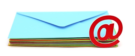 E-mail icon with colorful envelopes on white background. E-mail concept 