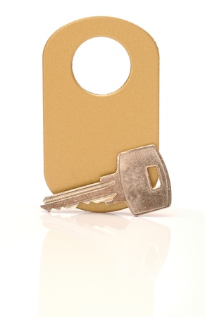 key with label isolated on whiteの写真素材