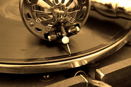 Old gramophone and old recordsの写真素材