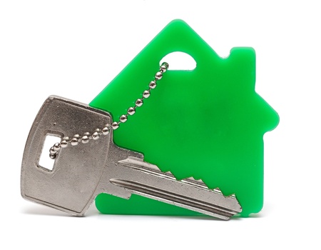 house keys and Keychain on white background の写真素材