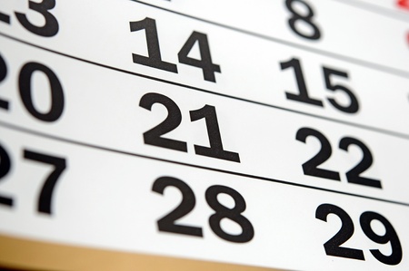 page of calendar showing date of today