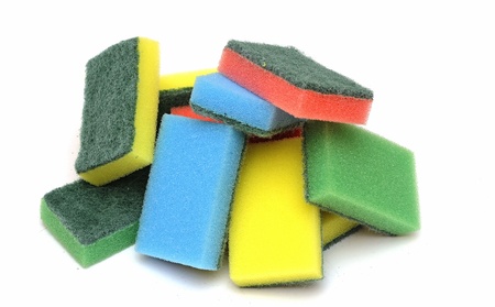 colorful sponge on the white backgroundの写真素材
