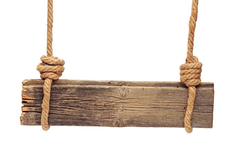 wooden sign isolated on a white background の写真素材