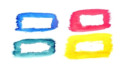 Colorful watercolor hand painted brush strokes are isolated on a white background. の写真素材
