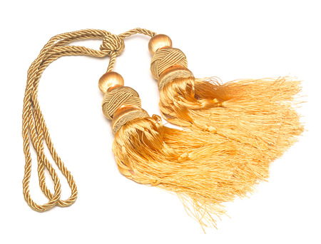 Decorative brush for curtains.isolated on white の写真素材