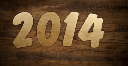 text 2014 on old wood の写真素材