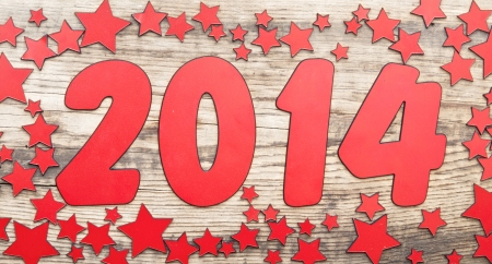 stars background and number 2014 on a old wooden background. Happy New Yearの写真素材