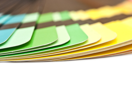 Color guide spectrum swatch samples rainbow on white background の写真素材