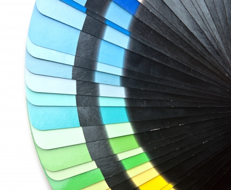 Color guide spectrum swatch samples rainbow on white background の写真素材