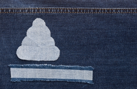 christmas background: jeans texture with shape Christmas tree. 